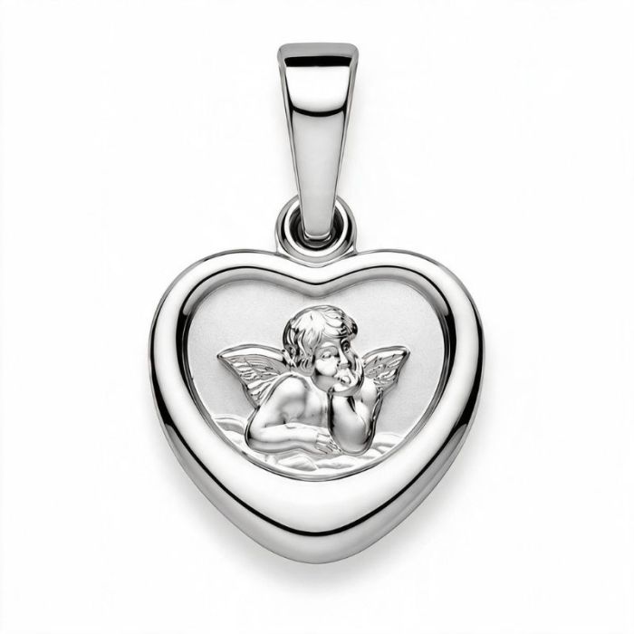 Pendentif ange cœur en or blanc 18 carats