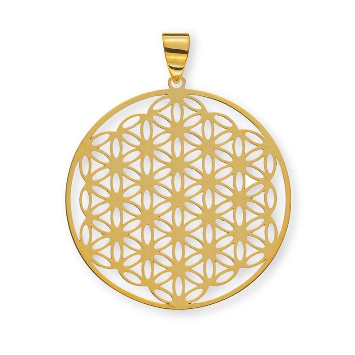 Anhänger Blume des Lebens aus Gelbgold 750, 25 mm