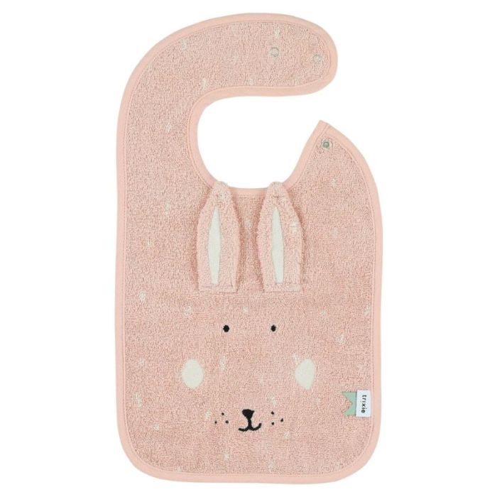 Baby-Lätzchen Trixie Hase Mrs. Rabbit rosa aus Bio-Baumwollfrottee zum Besticken
