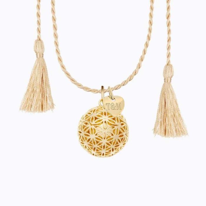 personalisierte Bola Blume des Lebens mit gravierten Herz Medaille