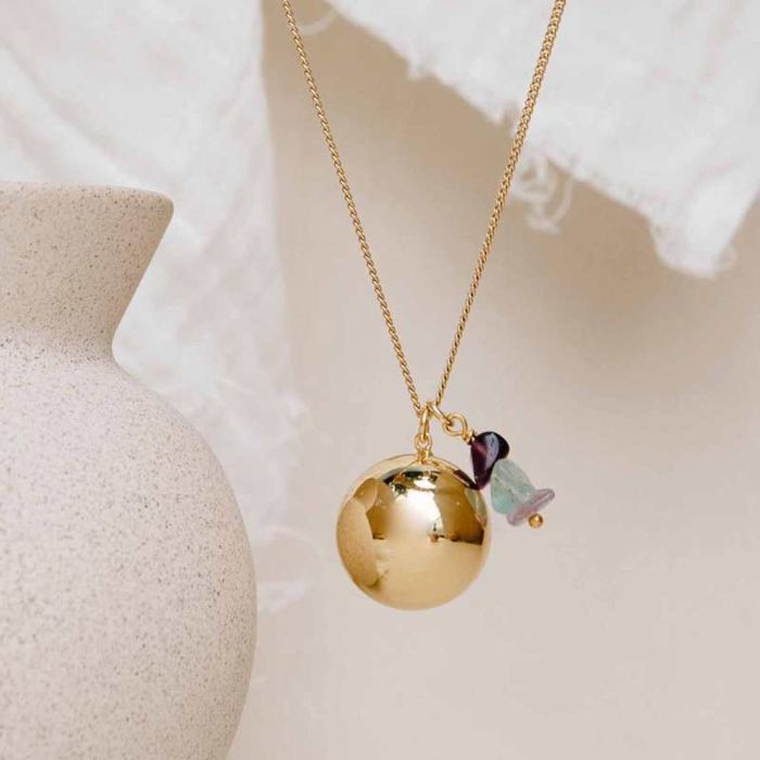 Schwangerschafts Bola Klangkugel Fluorit Gold, Marke aismée