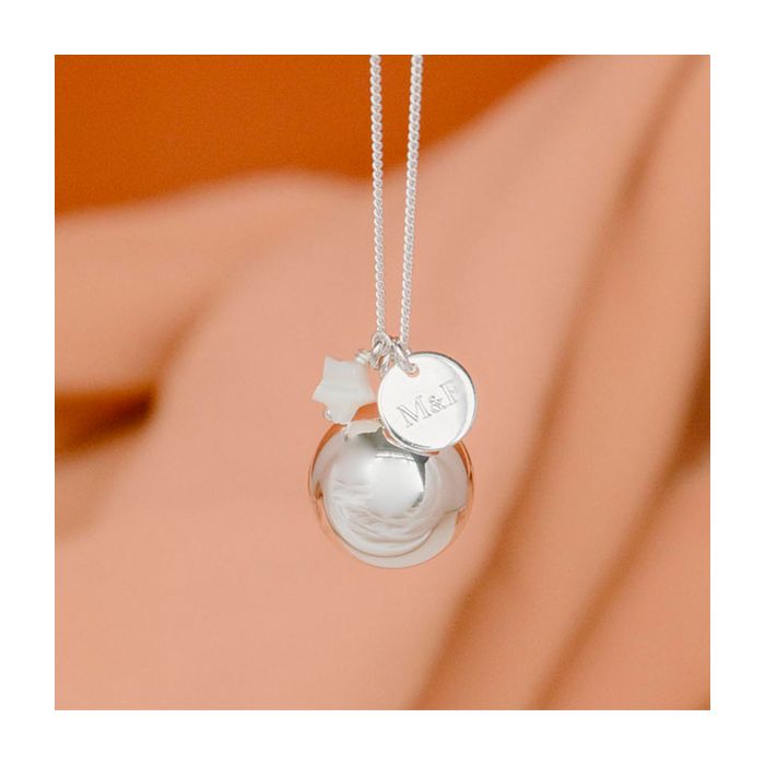 Silber Schwangerschaftskugeln (Bola) zu personalisieren Aismée, Initialen Eltern