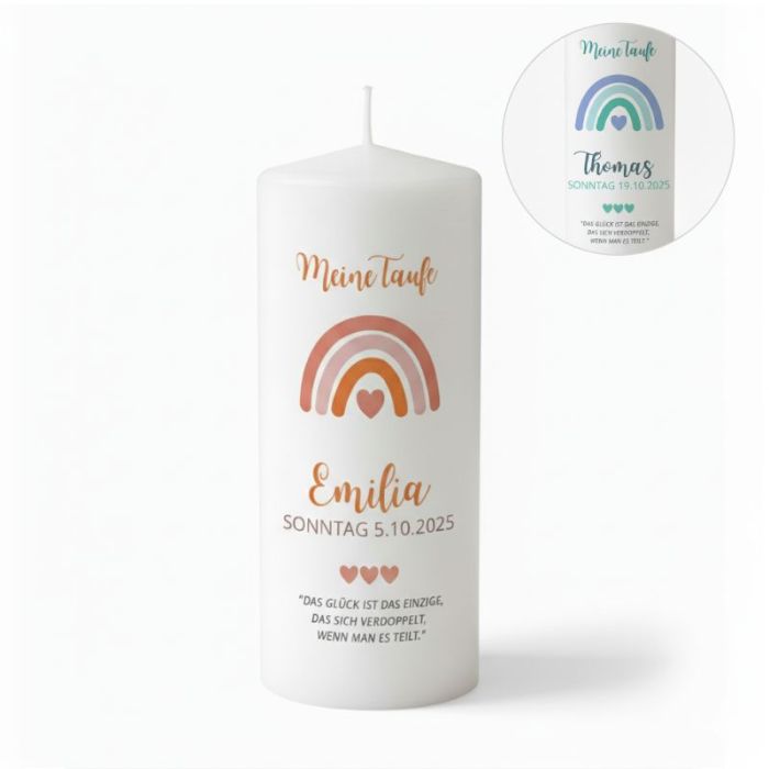Personalisierbare Regenbogen Taufkerze