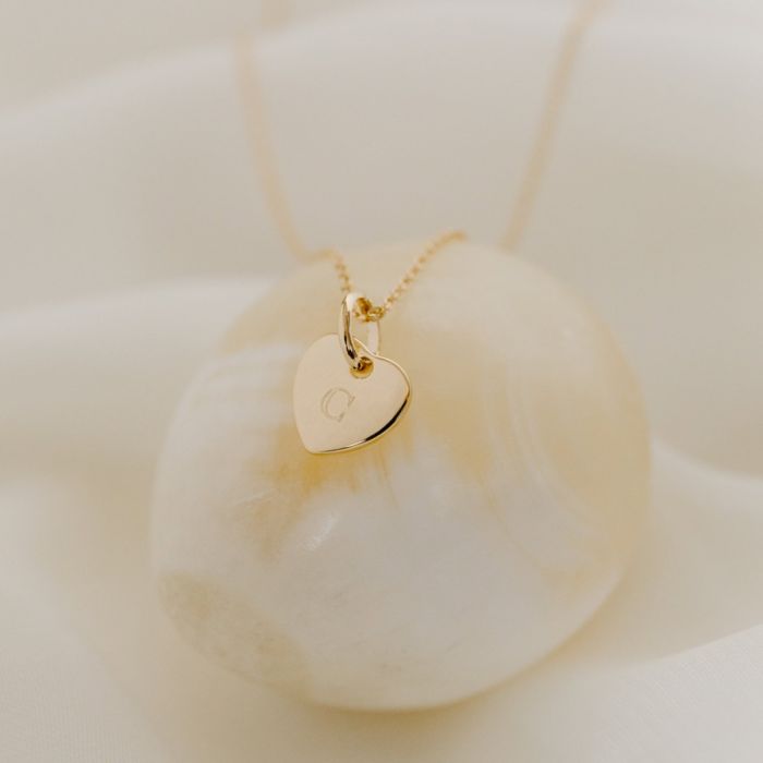 Halskette Mama, 1 Herz zum Selbstgestalten, Gelbgold, Muttertagsschmuck