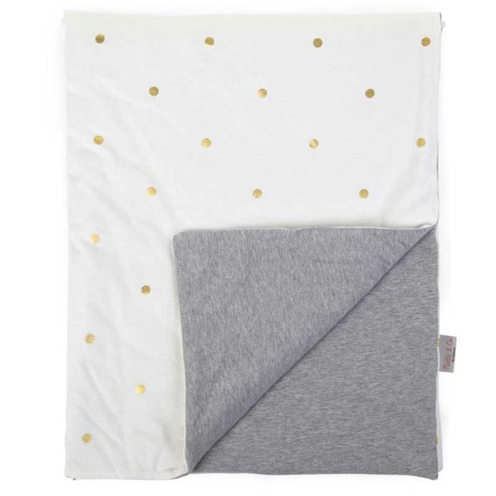 couverture bébé grise  et blanche à pois dorés de la marque Childhome