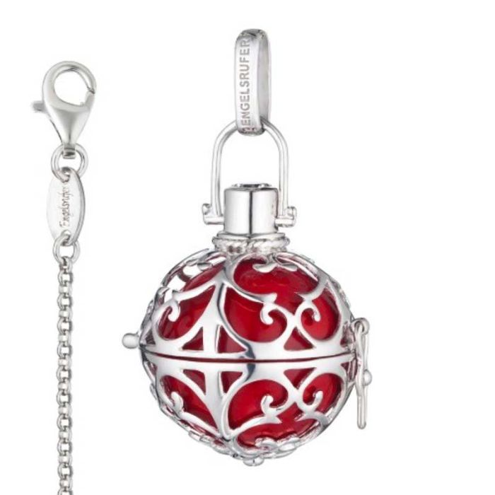 Engelsrufer-Anhänger mit Kette, Geschenkidee Mutter mit Bedeutung, rot Größe M