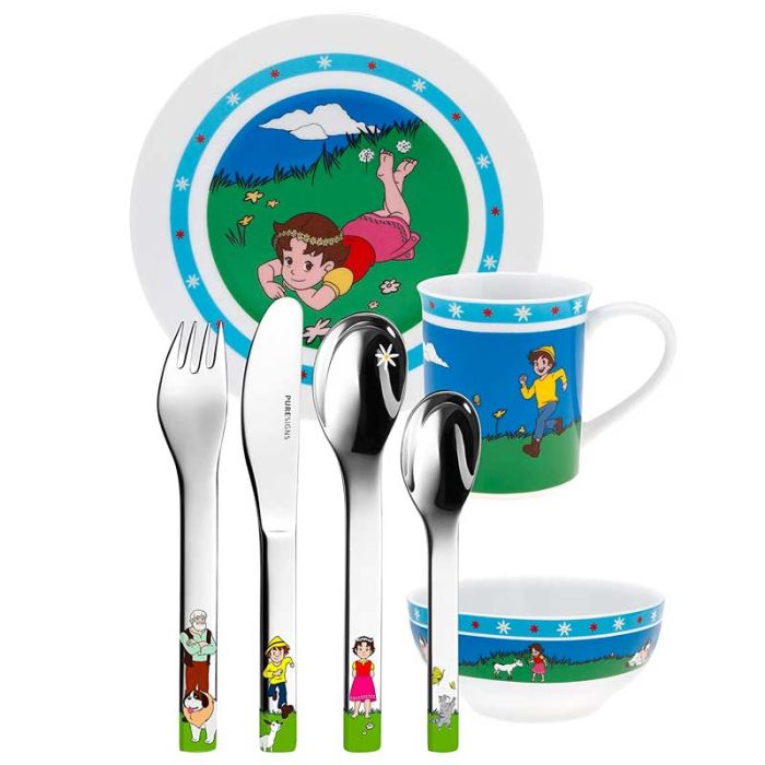 Geschenkset Geschirr und Besteck Heidi, ab 2-3 Jahren.