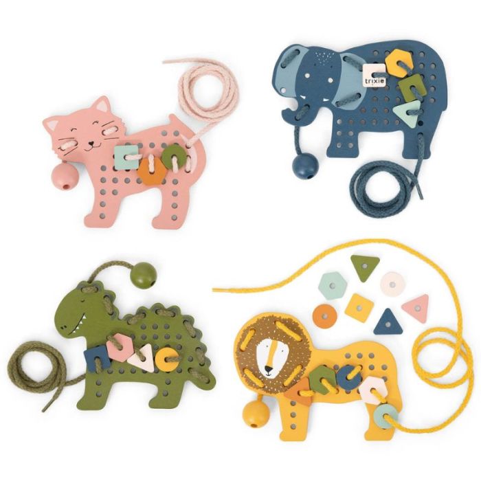 Tierisches Schnürspiel aus Holz, ab 3 