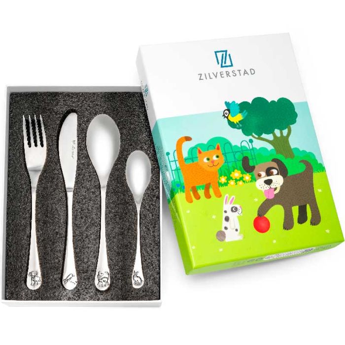 Kinderbesteck, mit Gravur, Haustiere