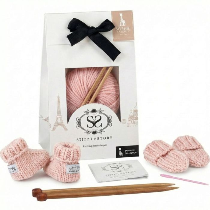 Babyschuhe stricken Set rosa – Geschenk zur Geburt
