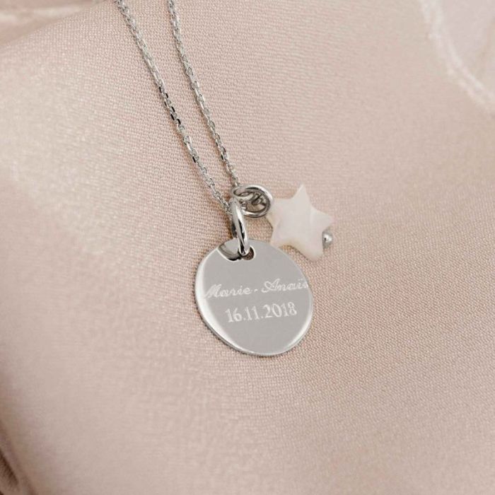 Taufmedaille Silber und Perlmuttstern