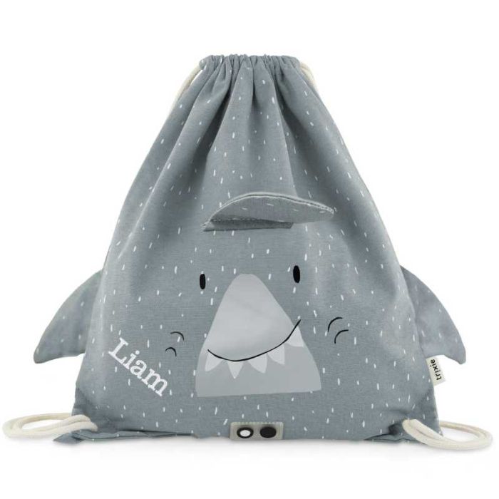 Turnbeutel Haifisch, mit Namen personalisieren Kind