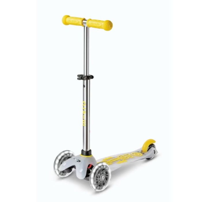 Scooter Mini Micro Deluxe Flux LED Neon Yellow, leuchtende Räder, 2-5 Jahre