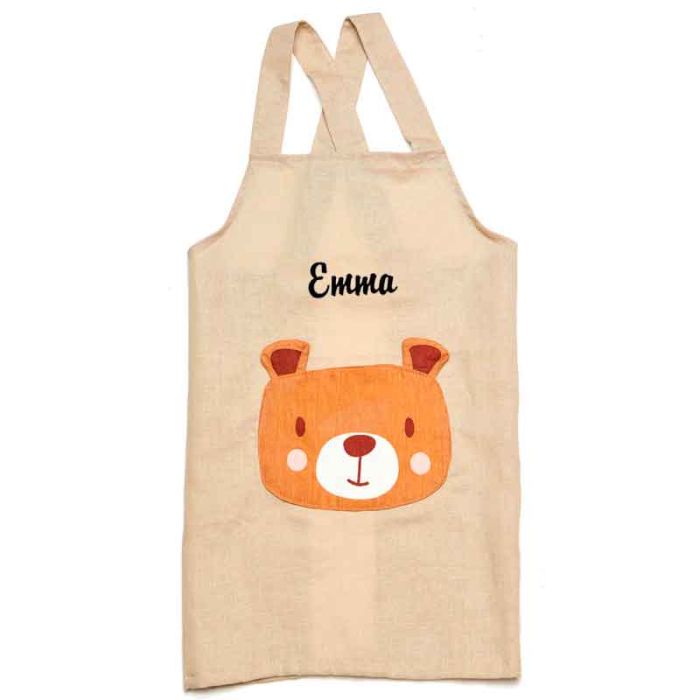 Niedliche Kinderschürze aus 100% Leinen mit verstellbaren Rückenträger