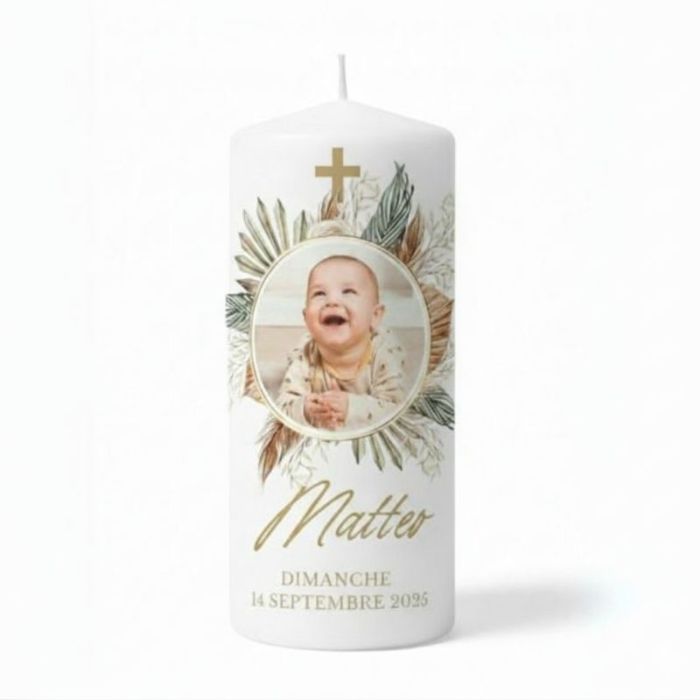 Taufkerze mit aufgedrucktem Foto