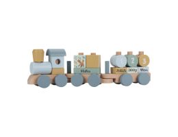 Blaue Holzeisenbahn mit Gravur