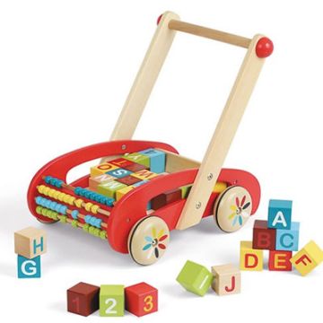 Laufwagen ABC Tatoo mit Bausteinen Janod