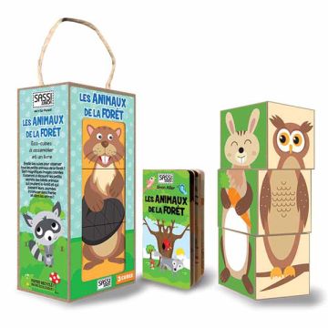 Tiere des Waldes Zusammensetzbare Öko-Spielwürfel und Begleitbuch