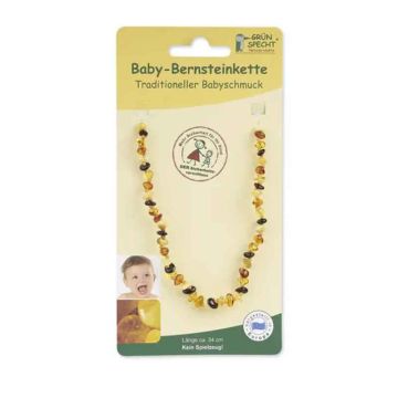 Grünspecht Baby-Bernsteinkette, Flachbarock, sortiert