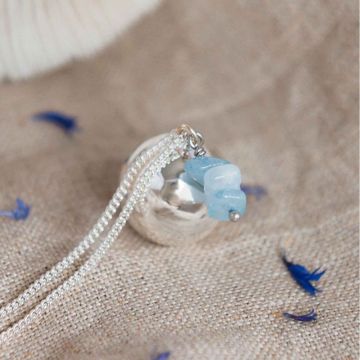 bola de grossesse argent avec pierre aigue-marine