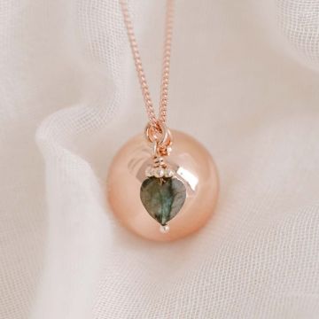 Schwangerschafts-Bola aus Roségold mit Labradorit-Stein