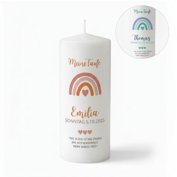 Personalisierbare Regenbogen Taufkerze