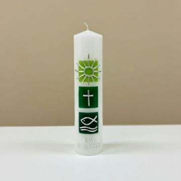 Taufkerze mit Reliefverzierung
