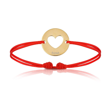 Baby Armband mit Herz 18k Gelbgold beschichtet, Armband zu personalisieren, Aaina & Co, Gratis Versand