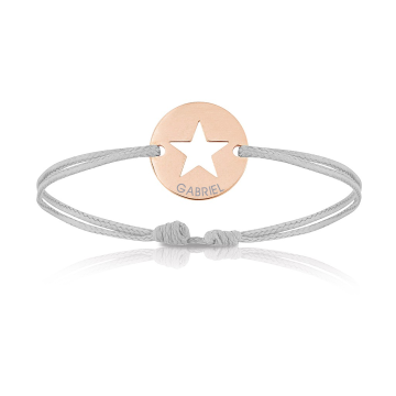 Baby Armband 18k Rotgold beschichtet mit Stern, grau, Armband zu personalisieren, Aaina & Co, Gratis Versand