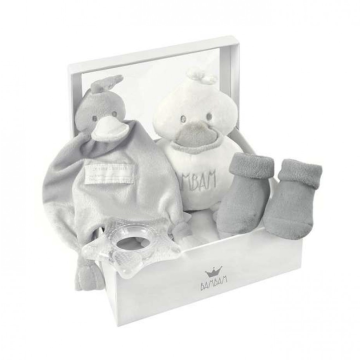 Baby Geschenkset weiss grau, Geschenkidee Geburt, Gratis Versand