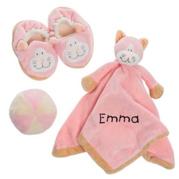 Persönliches Geschenk zur Geburt, Teddykompaniet Set Katze rosa