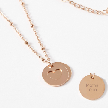 Doppelanhänger Kugelkette Edelstahl, Mutterschmuck, Roségold Aaina & Co, Gratis Versand