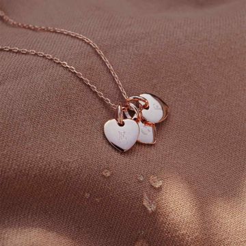 Halskette Mama, 3 Herzen zum Selbstgestalten, Roségold, Muttertagsschmuck