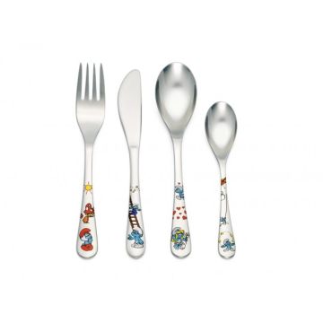 Kinderbesteck 4-teilig Die Schlümpfe, farbig Zilverstad