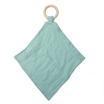 Beissring Holz und 100% Bio-Baumwollgaze, blau, aPunt