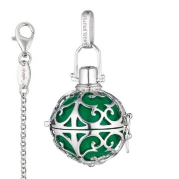 Engelsrufer-Anhänger mit Kette, Geschenkidee Mutter mit Bedeutung, grün Größe M