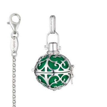 Engelsrufer-Anhänger mit Kette, Geschenkidee Mutter mit Bedeutung, grün S