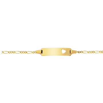Baby Armband Gold 750, Gravurplatte mit ausgestanztem Herz, zu personnalisieren, Gratis Versand in die Schweiz