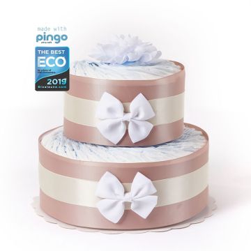 Windeltorte Punkte 40 ökologischen Pingo Windeln, Geschenk Geburt Baby, kostenlose Lieferung in die Schweiz, beige
