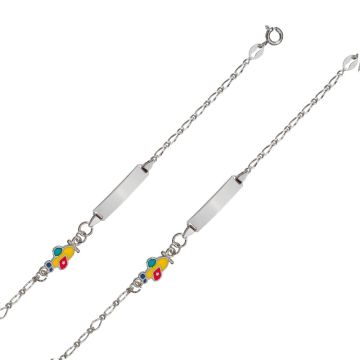  Rhodiniertes 925 Silberarmband für Junge, Benjamin & Suzette, Flugzeug