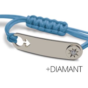 Baby Armband Silber 925 mit Diamant, rechteckig Mikado pink