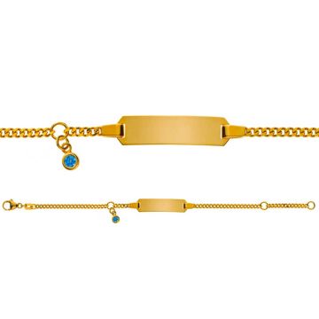 Bébé Bracelet diamantiert blau Gelbgold 375 14cm, Gratis Versand in die Schweiz