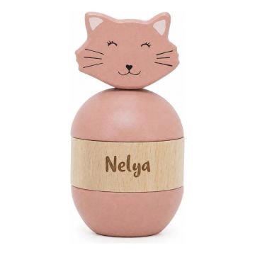 Stapelrassel aus Holz Mrs. Cat mit Gravur, Trixie