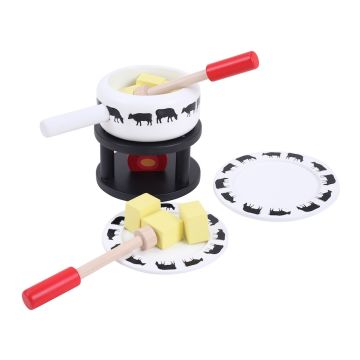Spielba Fondue Set, Spielzeug aus Holz, Schweizer Spielzeug, Spielba