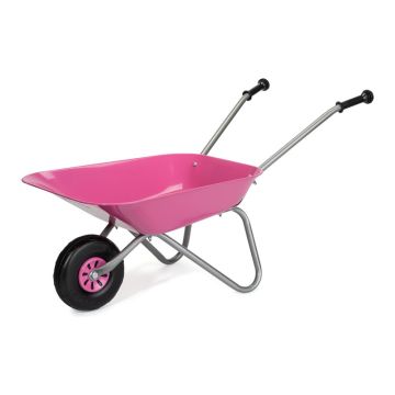 Kinderschubkarre aus Metall rosa 