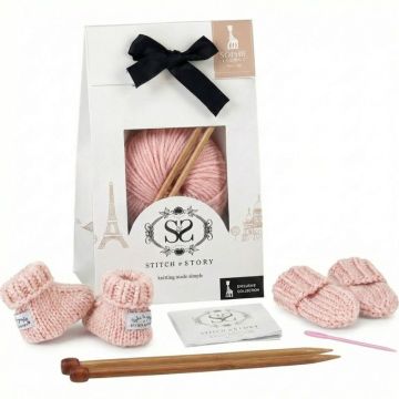 Babyschuhe stricken Set rosa – Geschenk zur Geburt
