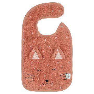 Baby-Lätzchen Trixie Katze Mrs. Cat Terracotta aus Bio-Baumwollfrottee zum Besticken