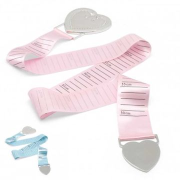 Messband pink und blau, Geschenkidee Geburt, silbrig