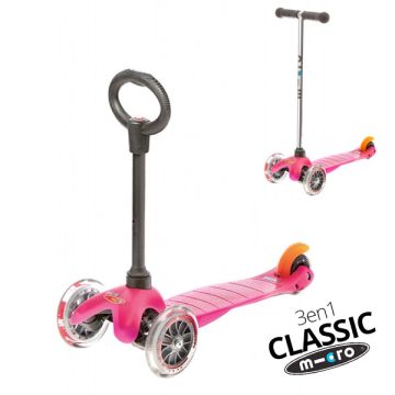Mini Micro Scooter 3in1 Classic Pink, Kinder von 1 bis 5 Jahre alt