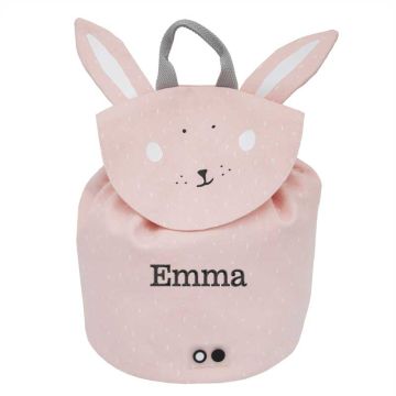 Rucksack Mini Trixie, Personalisiertes Geschenk mit gesticktem Kindernamen, Rosa Hase
